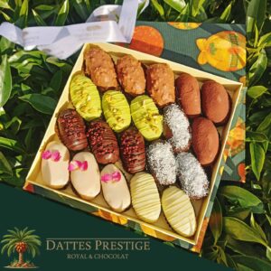 Boîte Prestige 20 Pièces – Dattes Royale Majhoul enrobées de Chocolat Belge